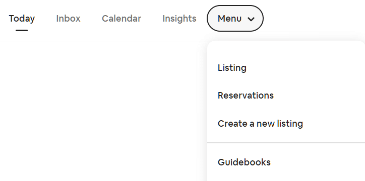 Go to Menu on the top tabs in Airbnb hosting.

Then click Listing and choose the listing you want to add the cleaning fee to.